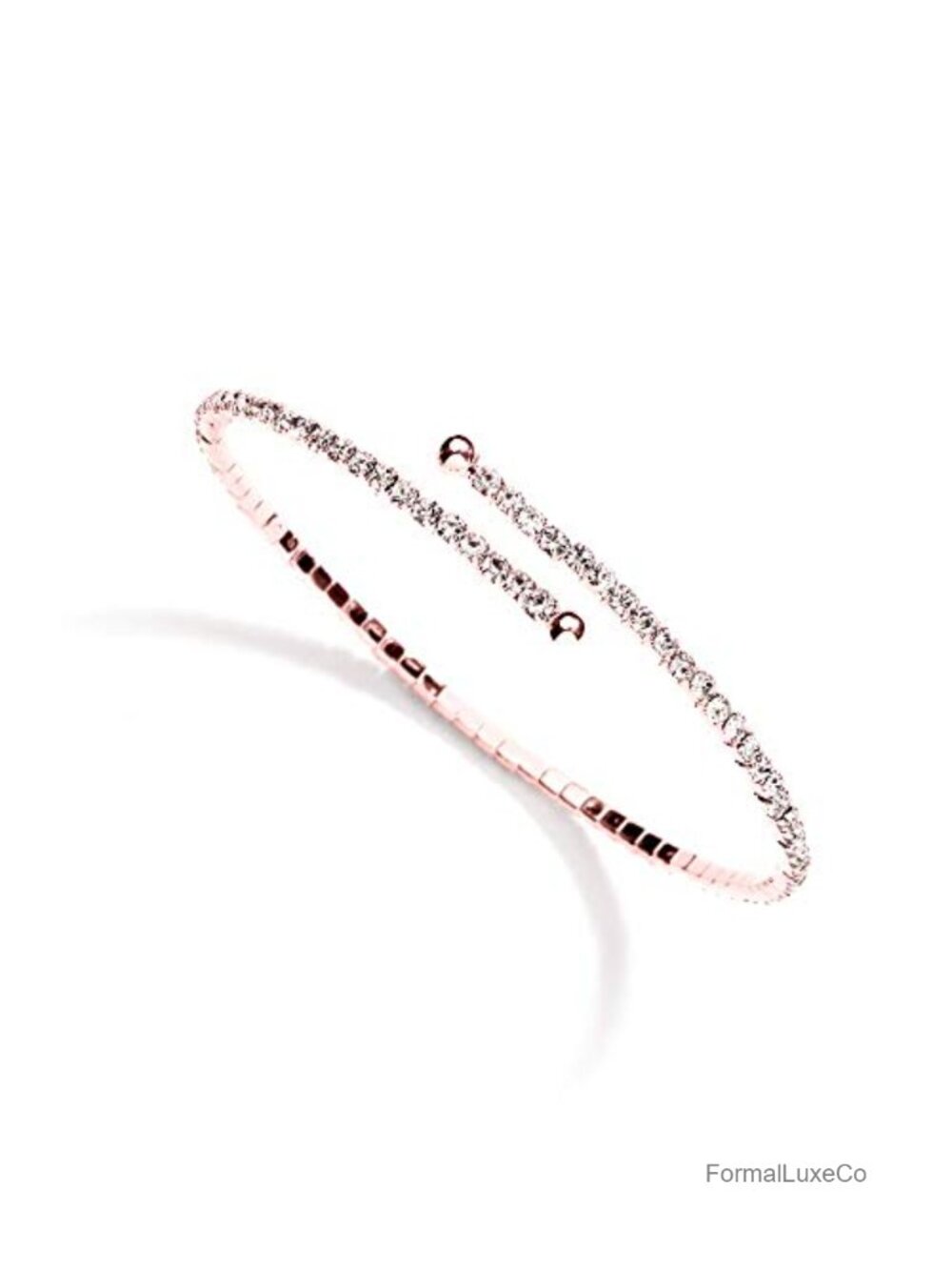 14K Rose Gold Plated Crystal Rhinestone Cuff Bangle Bracelet Bridal Wedding